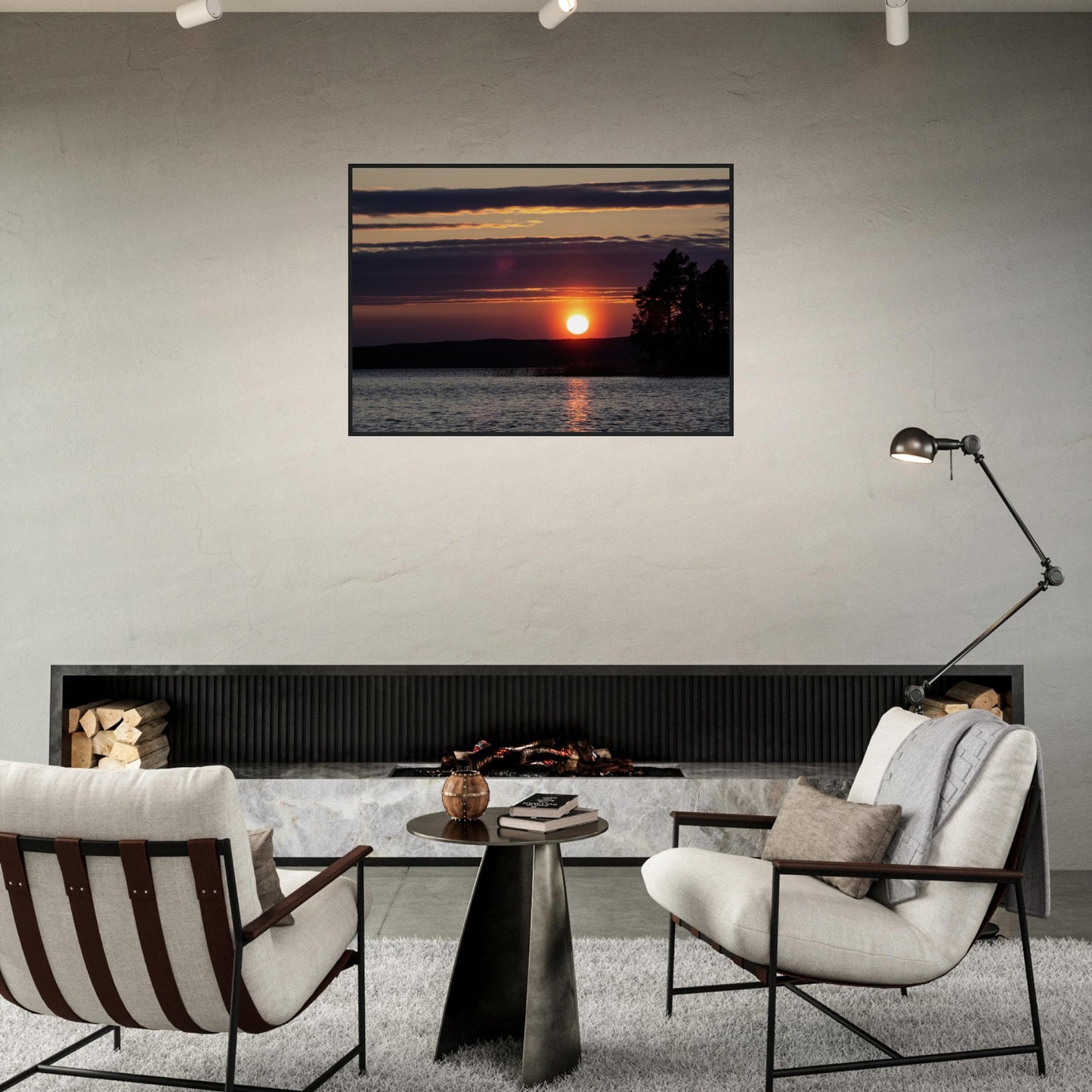 Crimson Lake Sunset - Framed Poster - JDivine