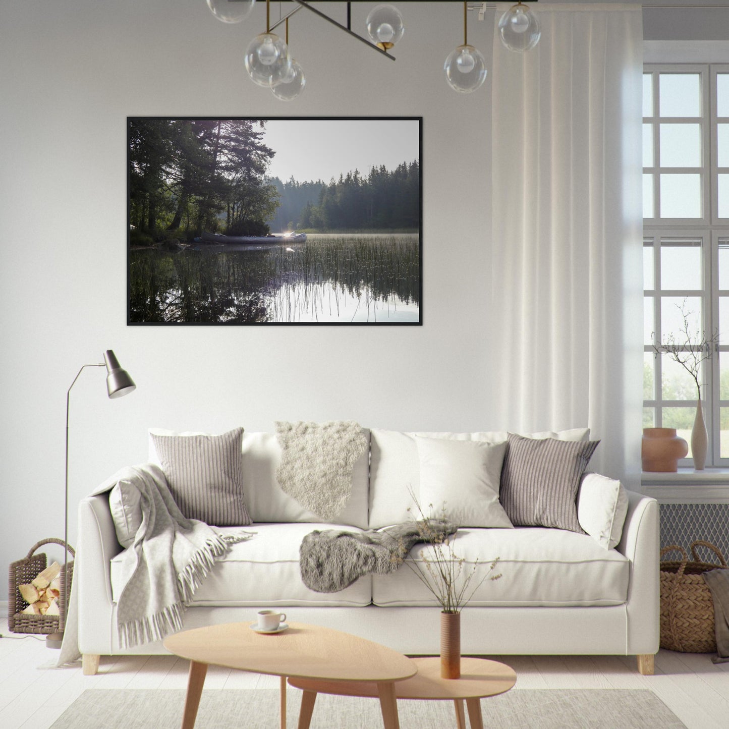 Morning Mist Canoe - Framed Poster - JDivine