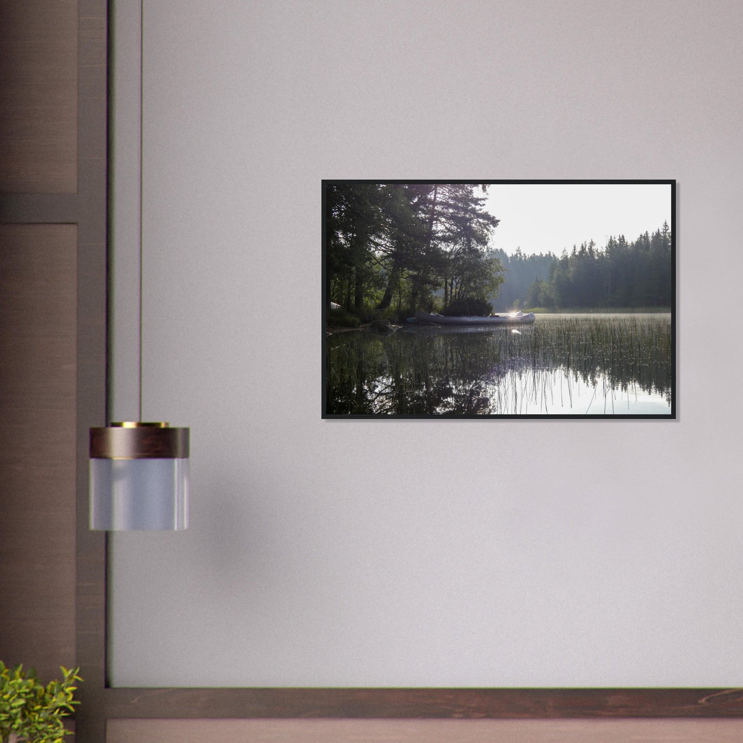 Morning Mist Canoe - Framed Poster - JDivine