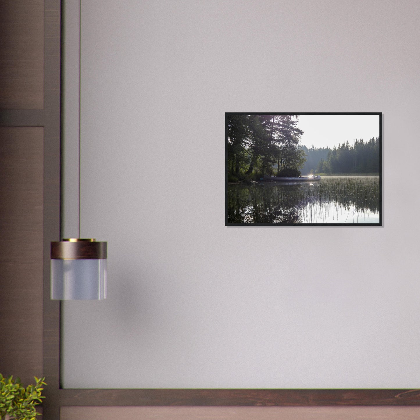 Morning Mist Canoe - Framed Poster - JDivine