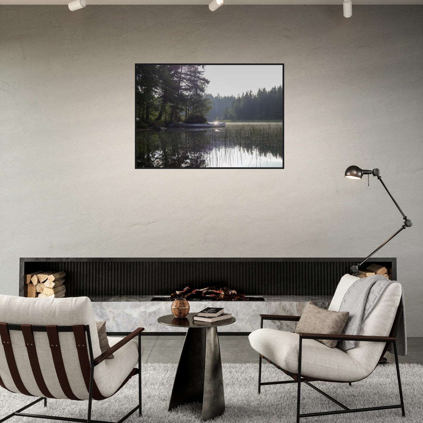 Morning Mist Canoe - Framed Poster - JDivine