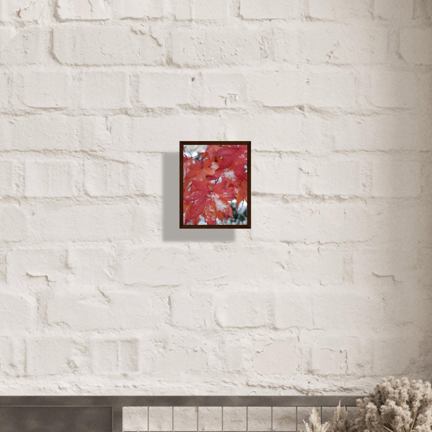Snow-Kissed Maple Leaves - Framed Poster - JDivine