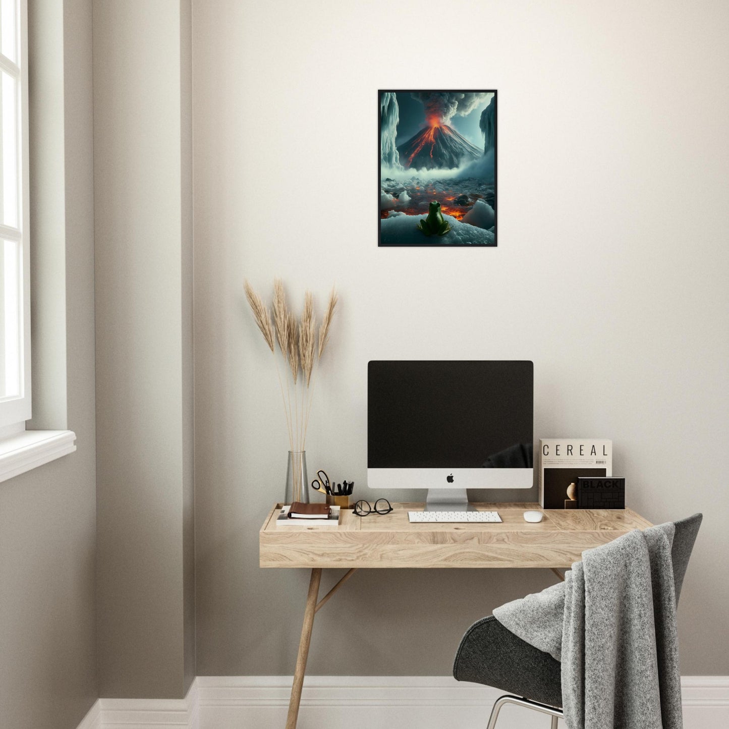 Arctic Contrast: A Tale of Fire and Ice - Framed Poster - JDivine