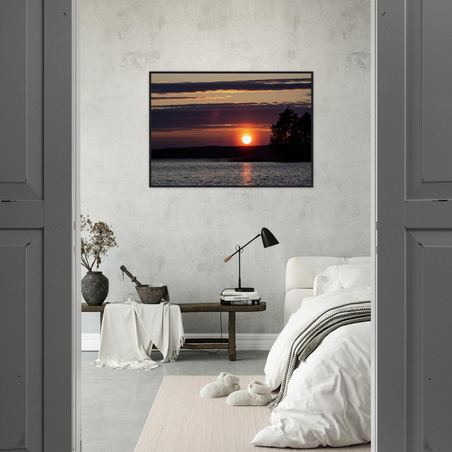 Crimson Lake Sunset - Framed Poster - JDivine