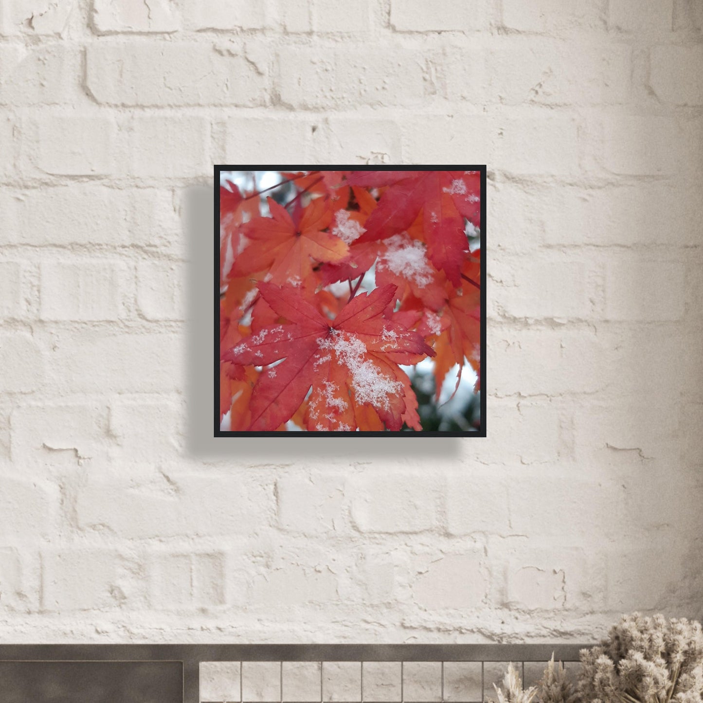 Snow-Kissed Maple Leaves - Framed Poster - JDivine