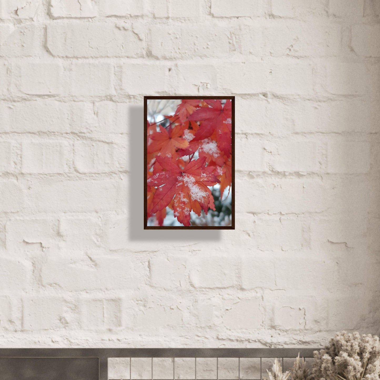 Snow-Kissed Maple Leaves - Framed Poster - JDivine