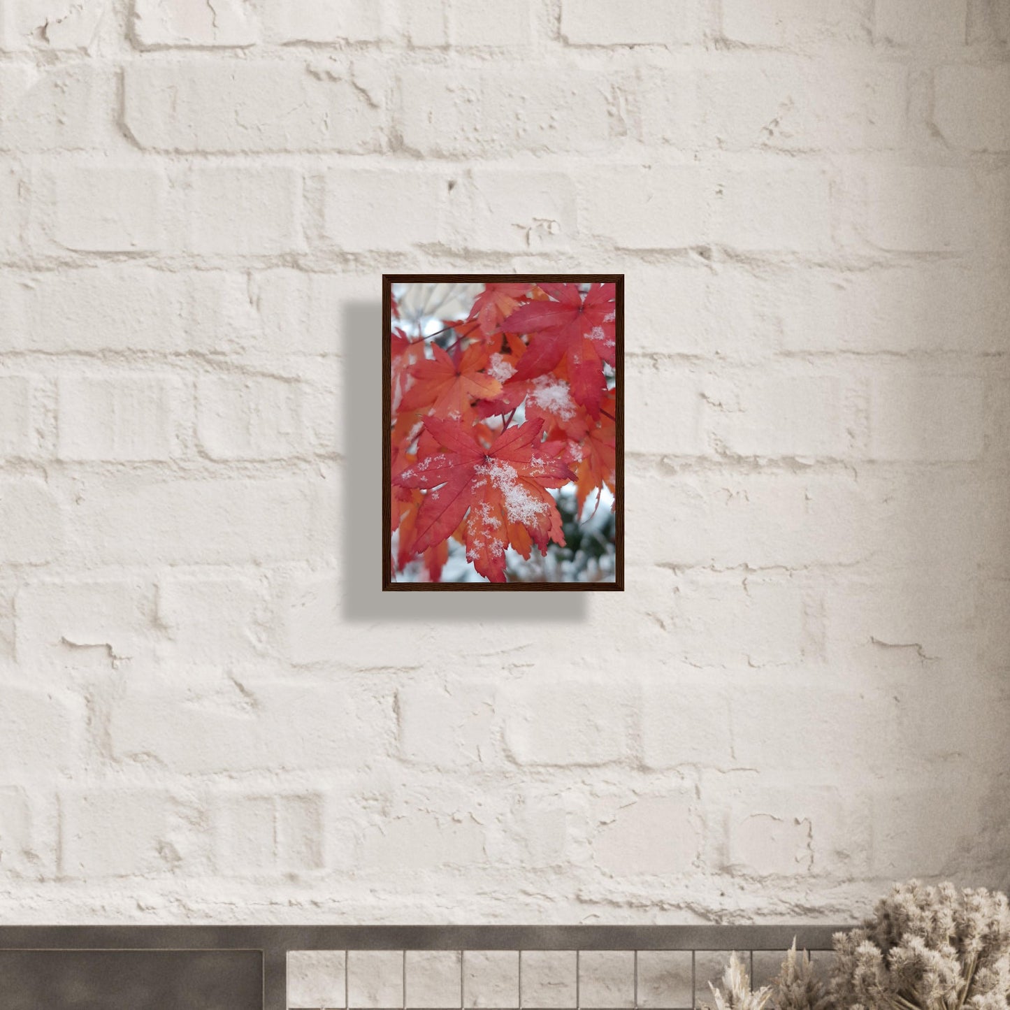 Snow-Kissed Maple Leaves - Framed Poster - JDivine