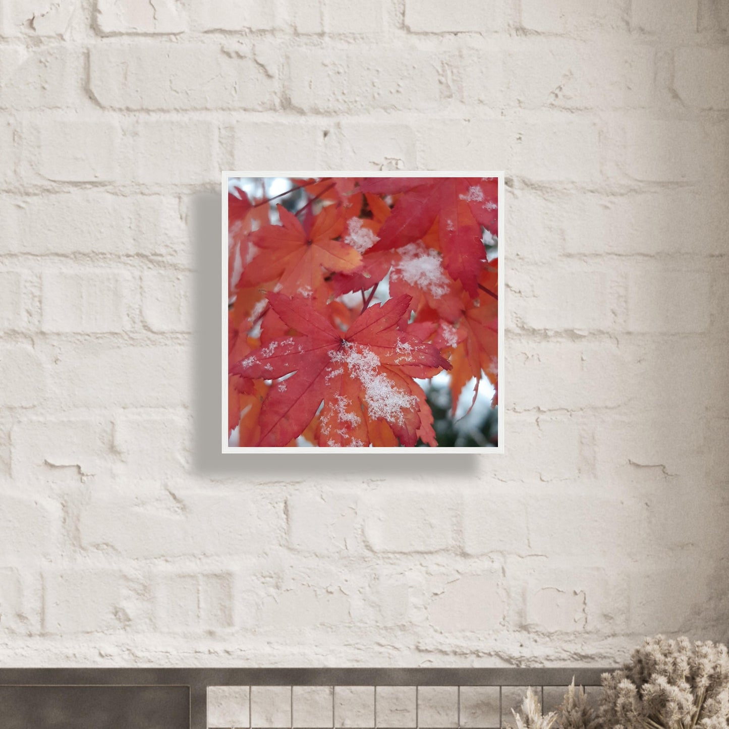 Snow-Kissed Maple Leaves - Framed Poster - JDivine
