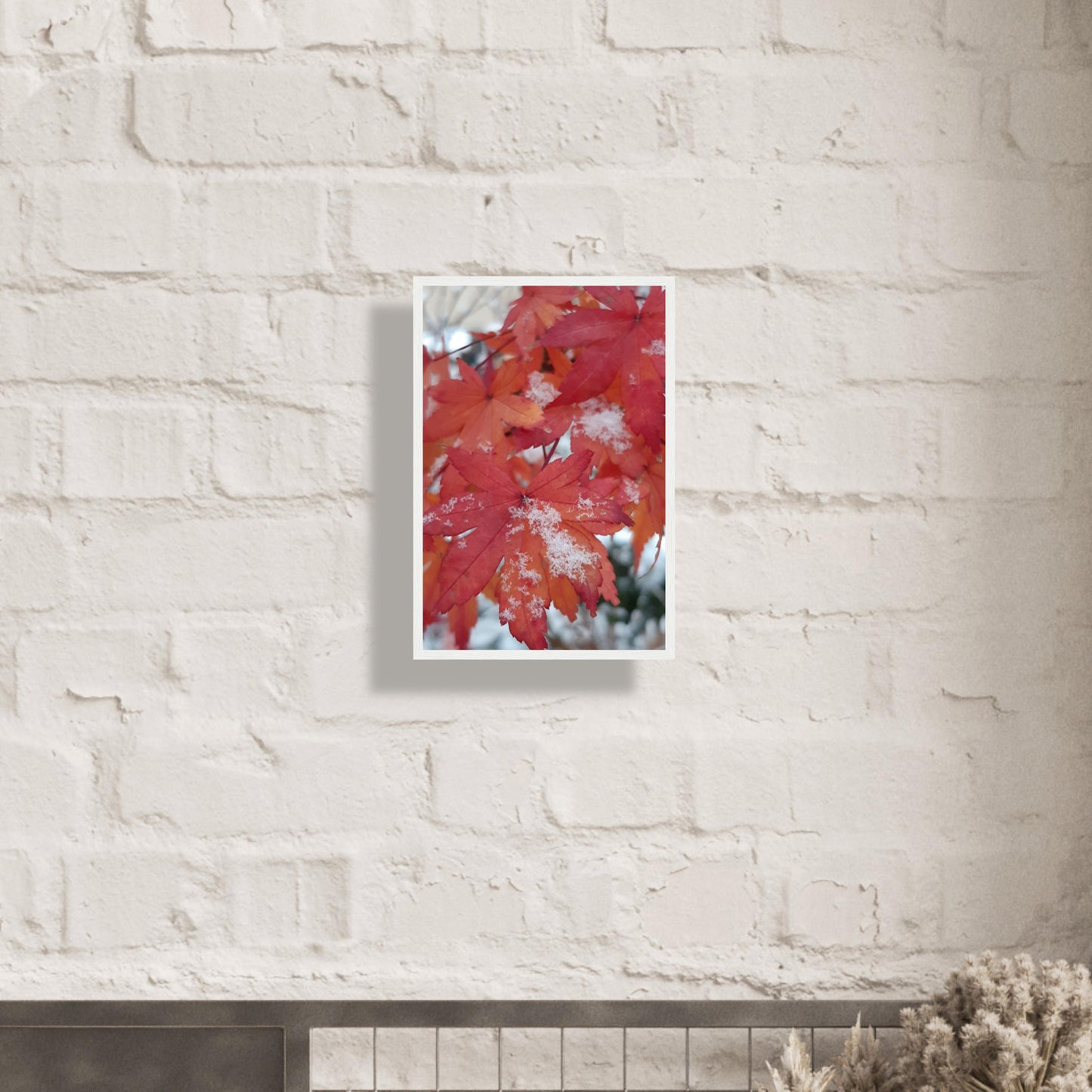 Snow-Kissed Maple Leaves - Framed Poster - JDivine