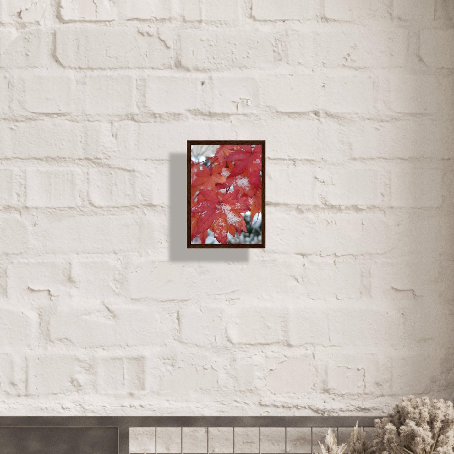 Snow-Kissed Maple Leaves - Framed Poster - JDivine