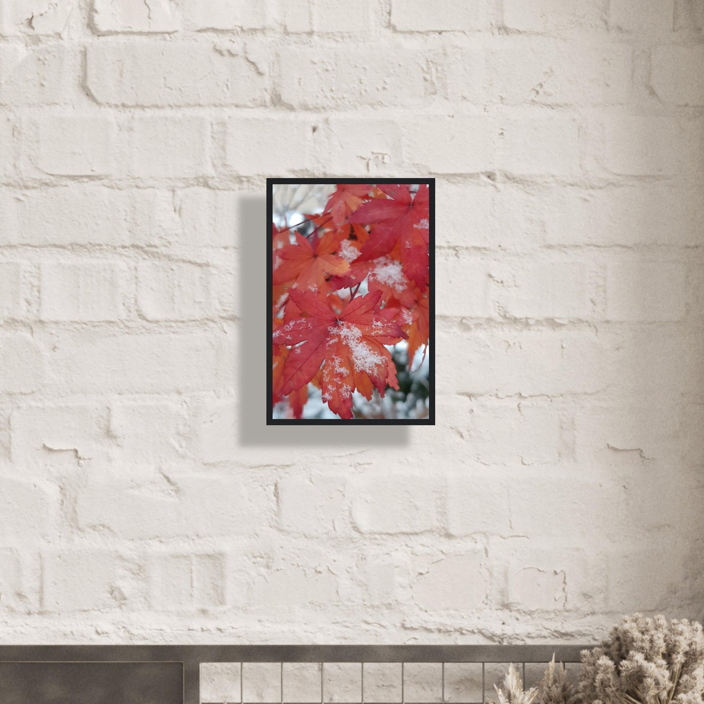Snow-Kissed Maple Leaves - Framed Poster - JDivine