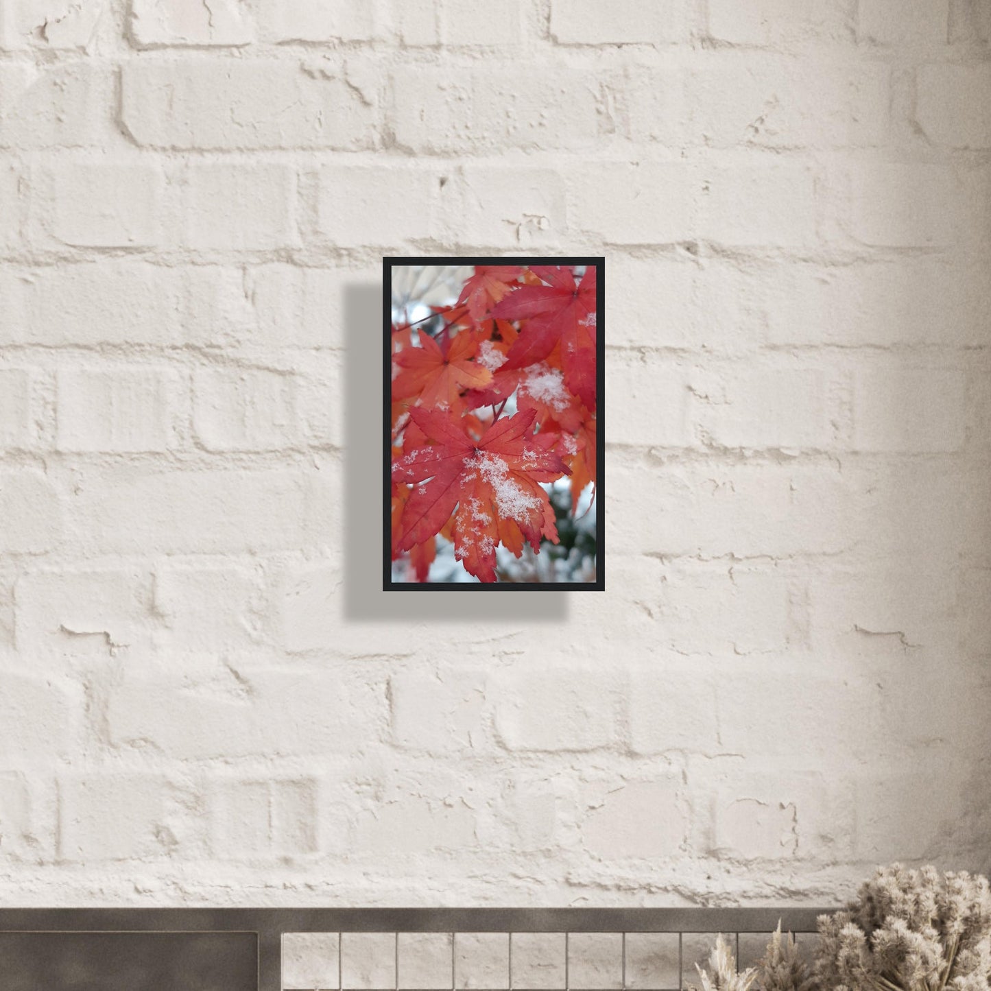 Snow-Kissed Maple Leaves - Framed Poster - JDivine