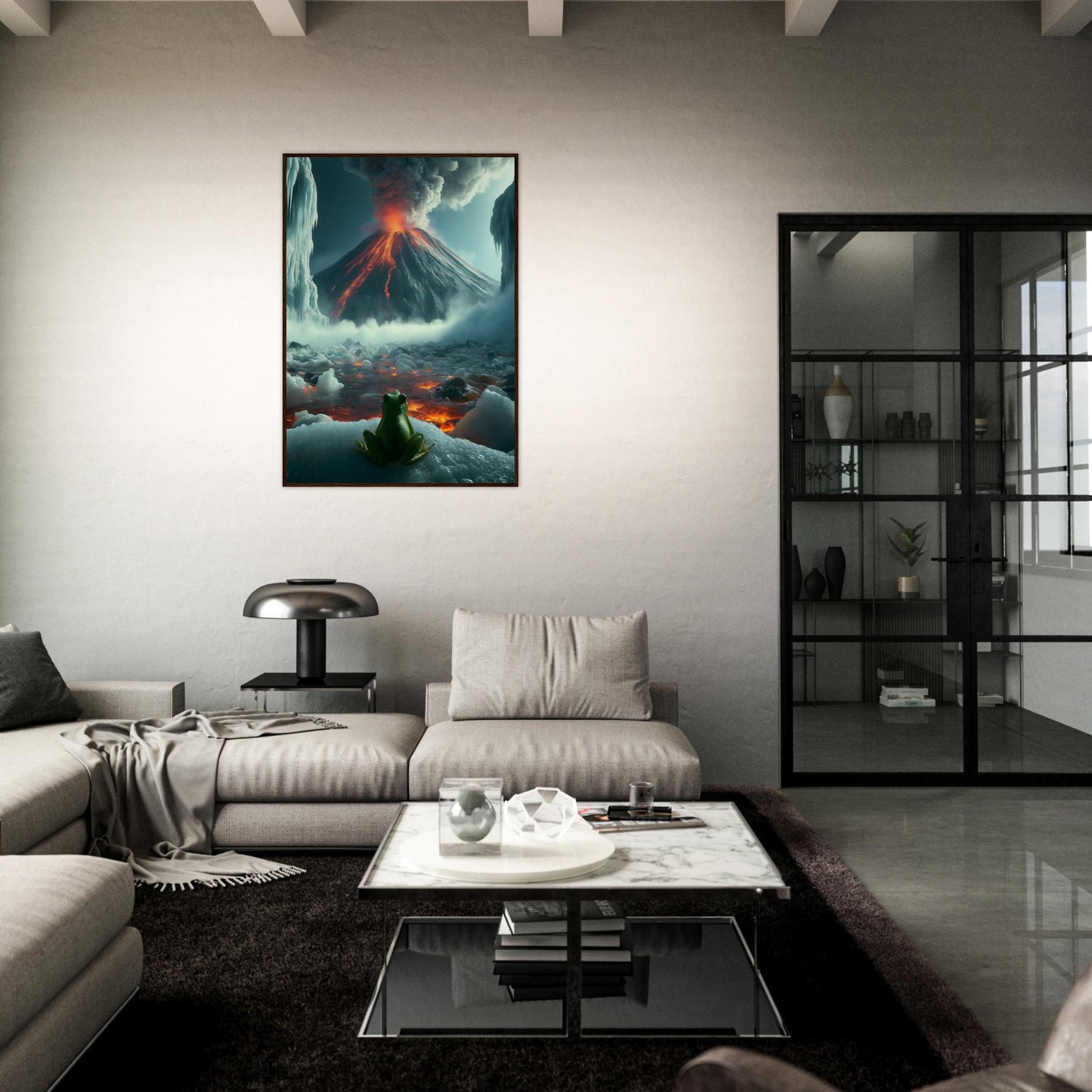 Arctic Contrast: A Tale of Fire and Ice - Framed Poster - JDivine