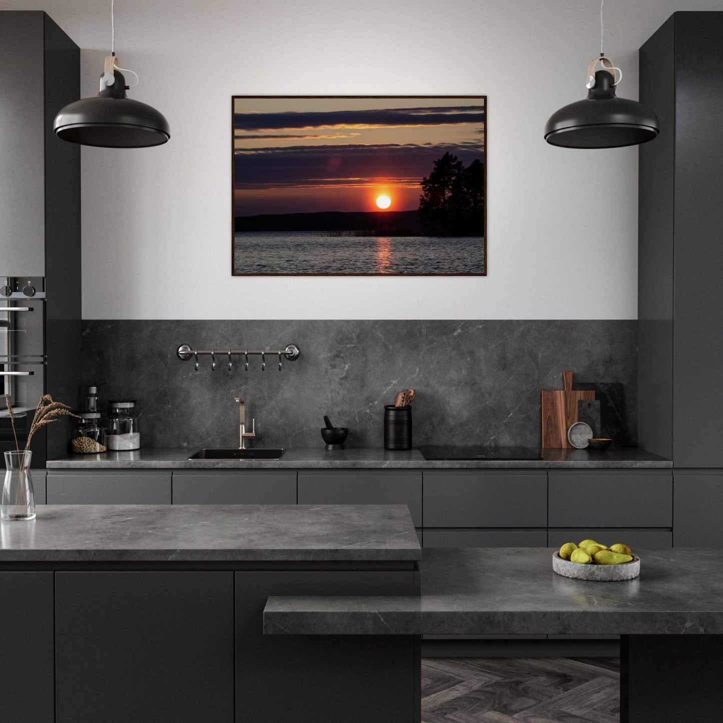 Crimson Lake Sunset - Framed Poster - JDivine