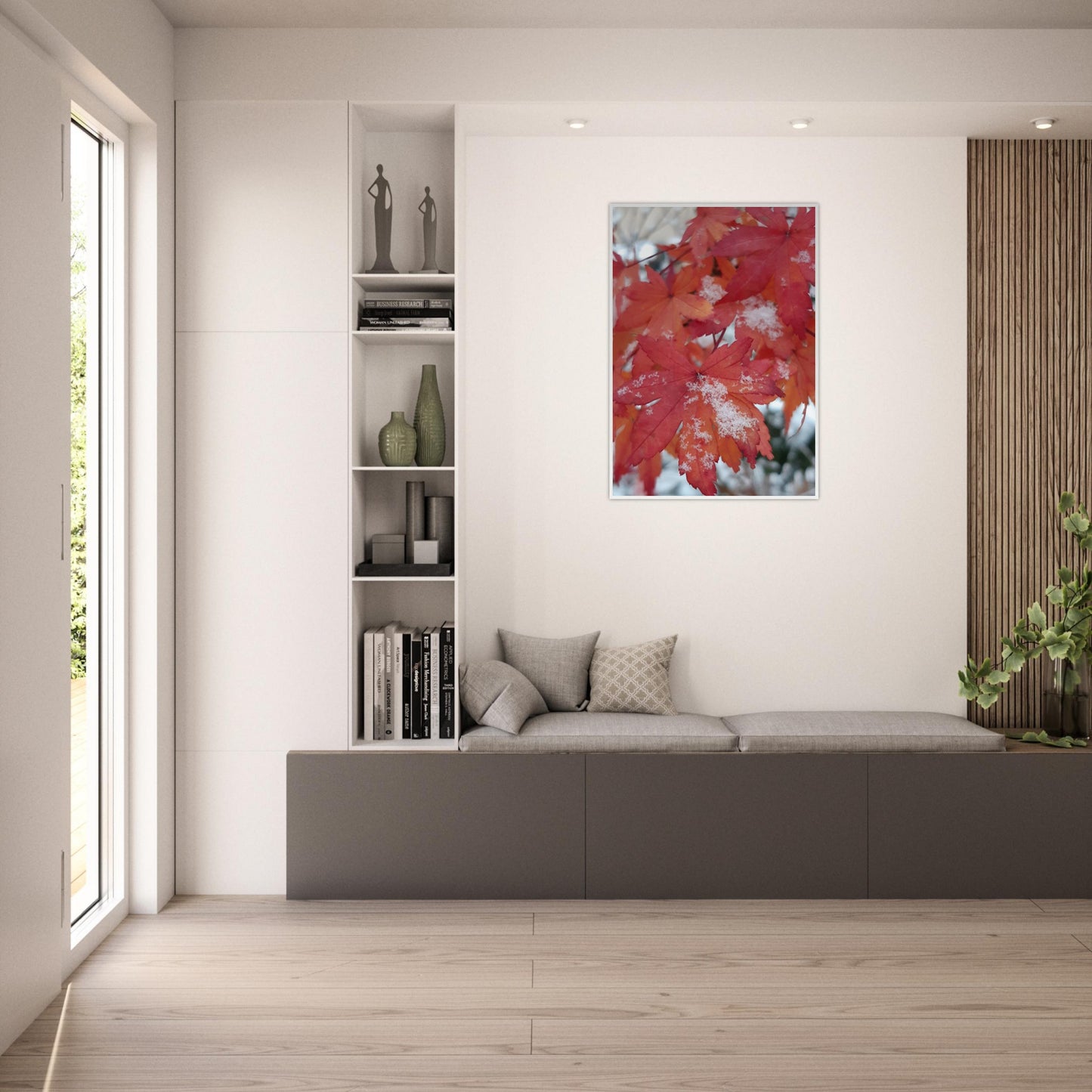 Snow-Kissed Maple Leaves - Framed Poster - JDivine