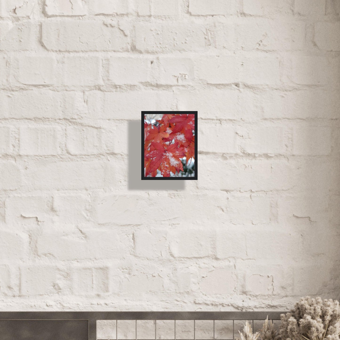 Snow-Kissed Maple Leaves - Framed Poster - JDivine