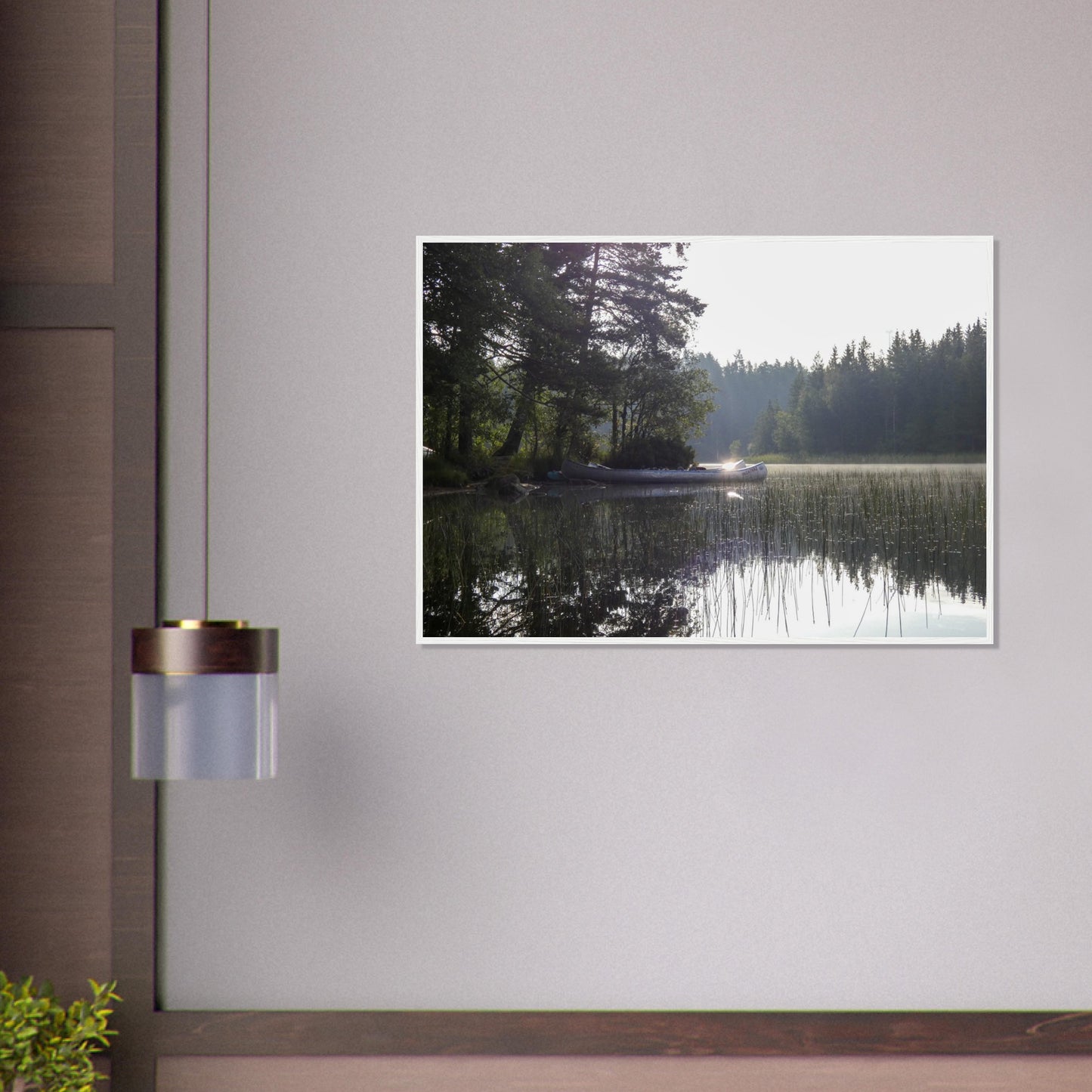 Morning Mist Canoe - Framed Poster - JDivine