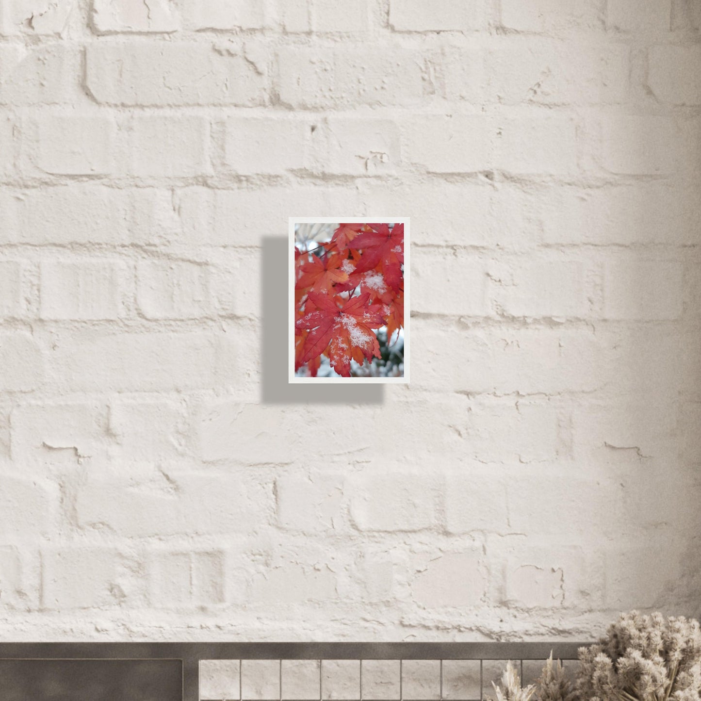 Snow-Kissed Maple Leaves - Framed Poster - JDivine