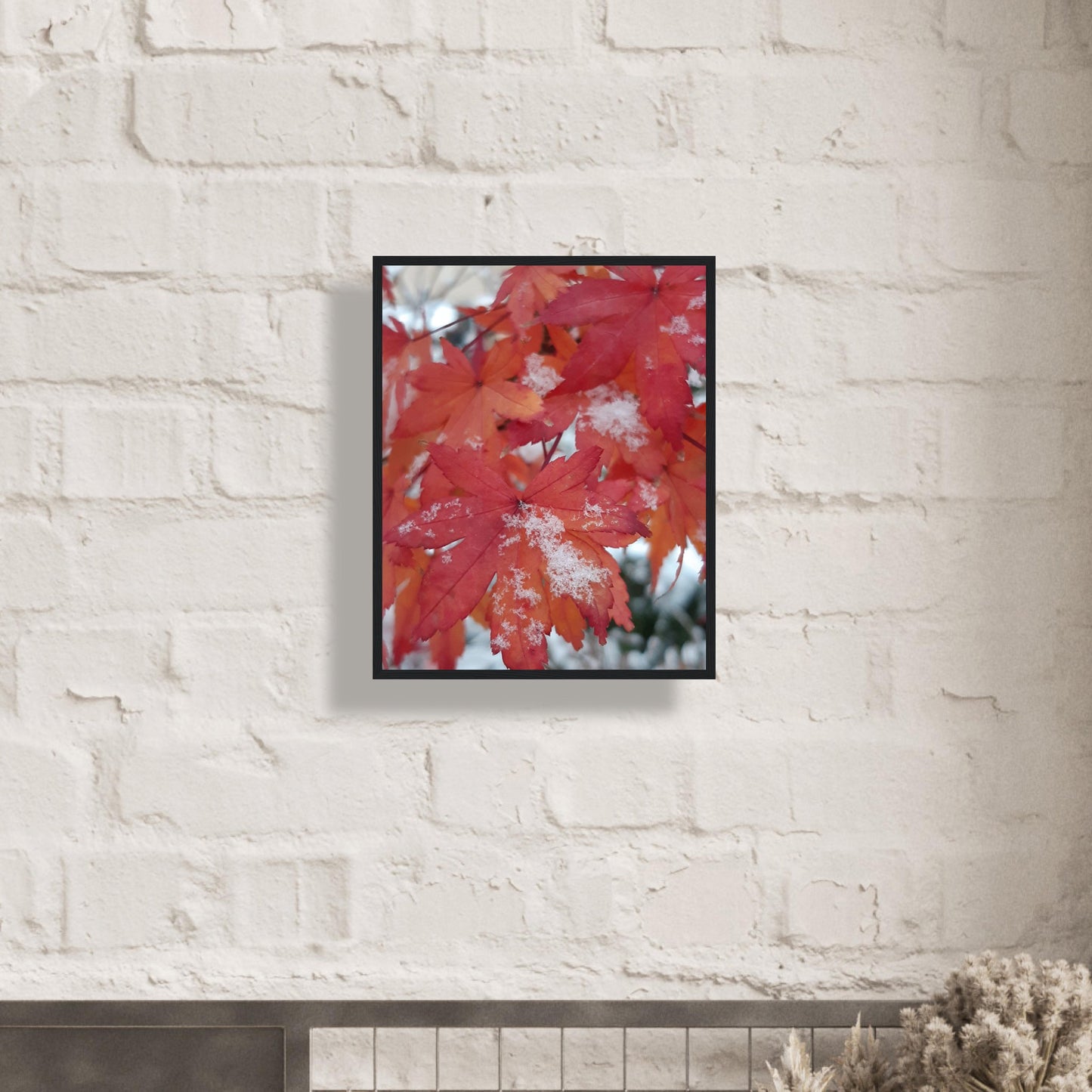 Snow-Kissed Maple Leaves - Framed Poster - JDivine