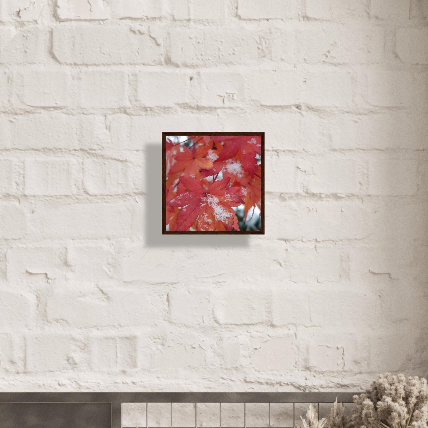 Snow-Kissed Maple Leaves - Framed Poster - JDivine
