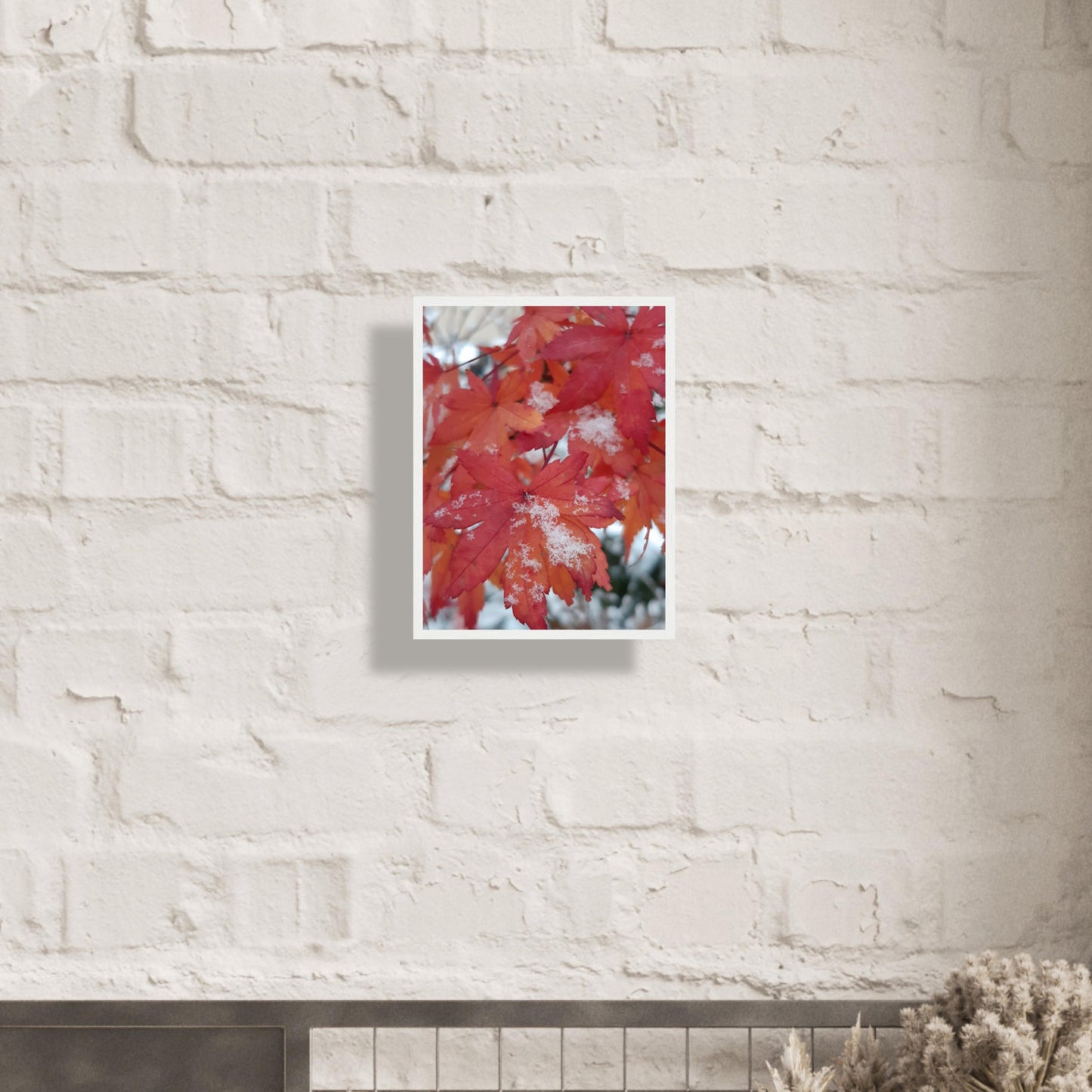 Snow-Kissed Maple Leaves - Framed Poster - JDivine