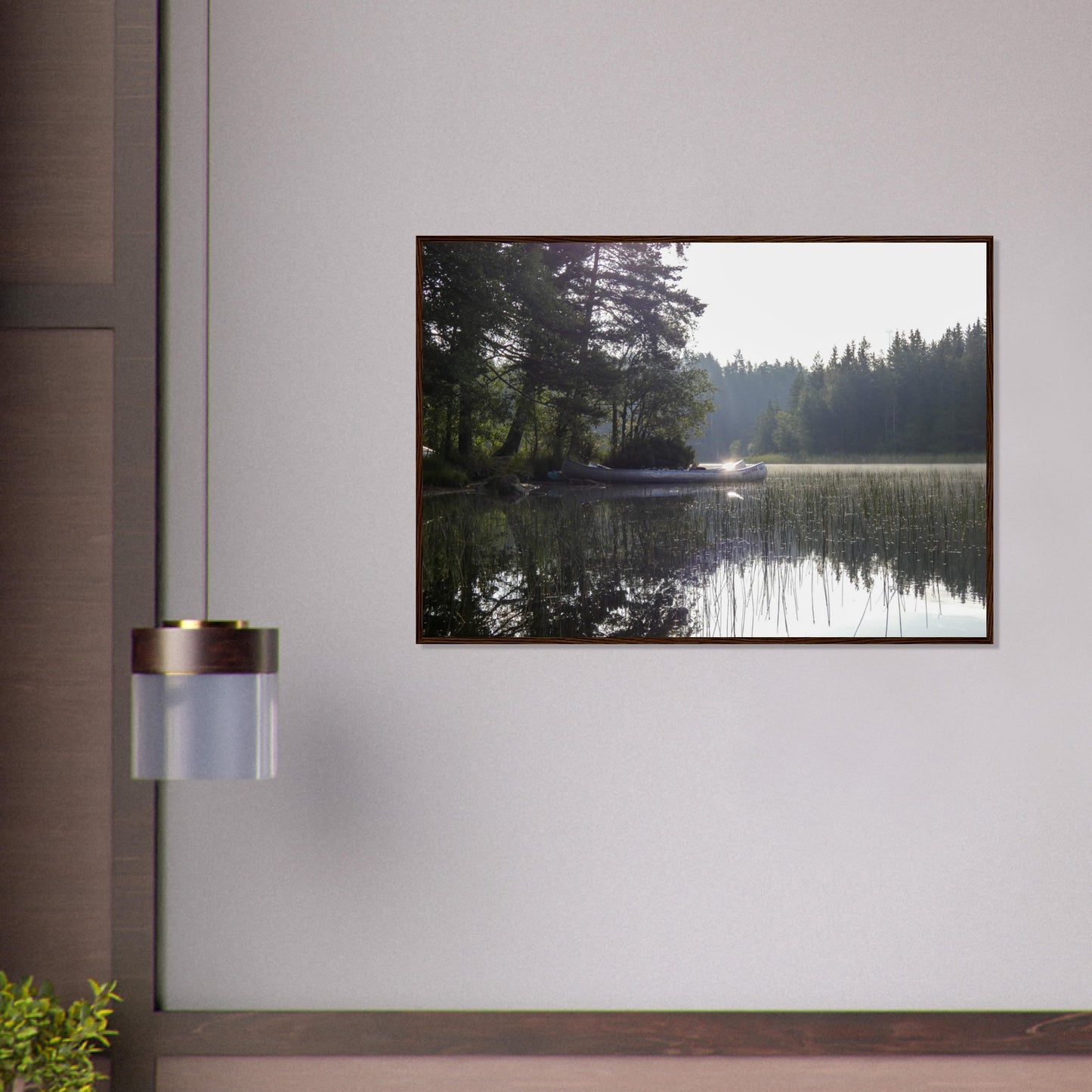 Morning Mist Canoe - Framed Poster - JDivine