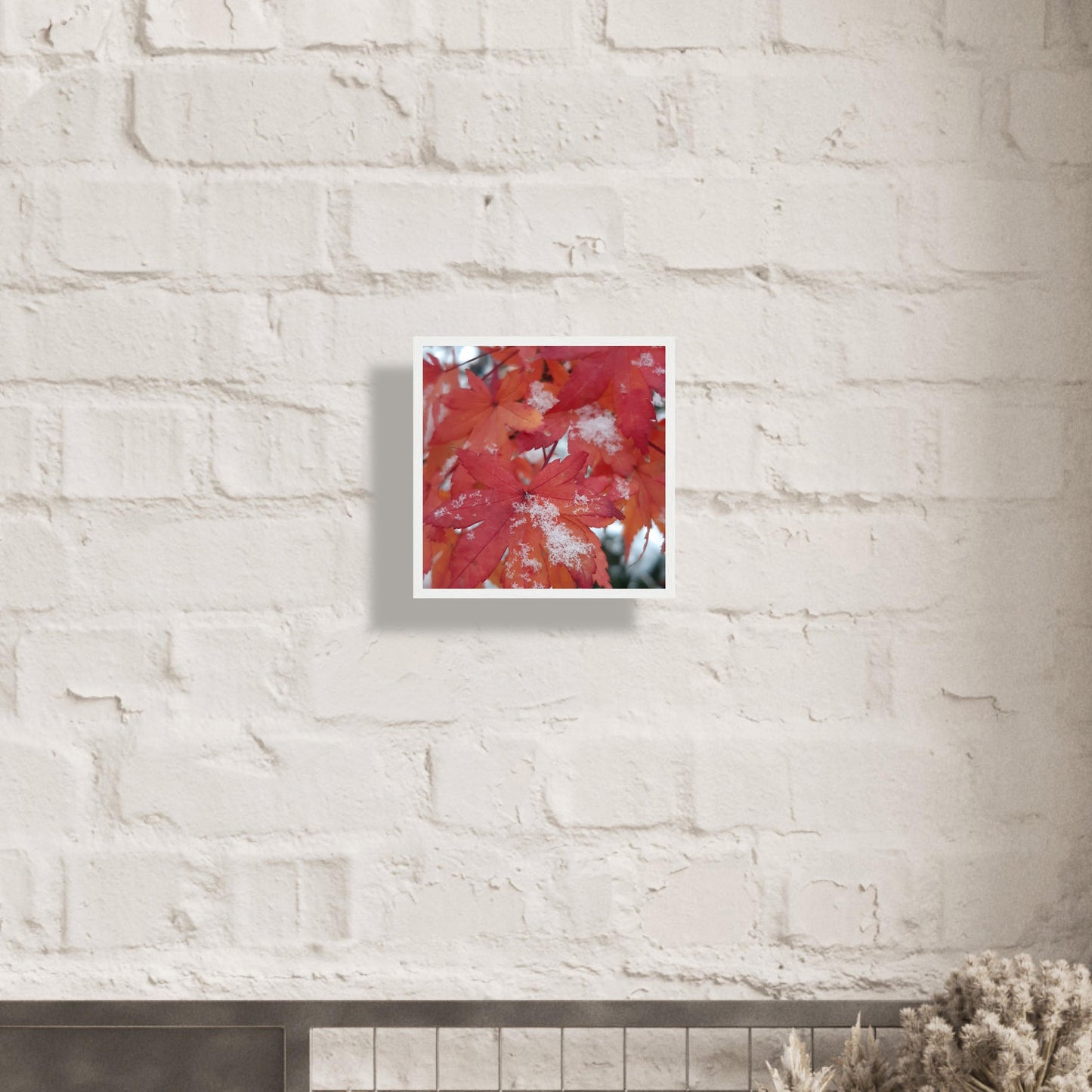 Snow-Kissed Maple Leaves - Framed Poster - JDivine