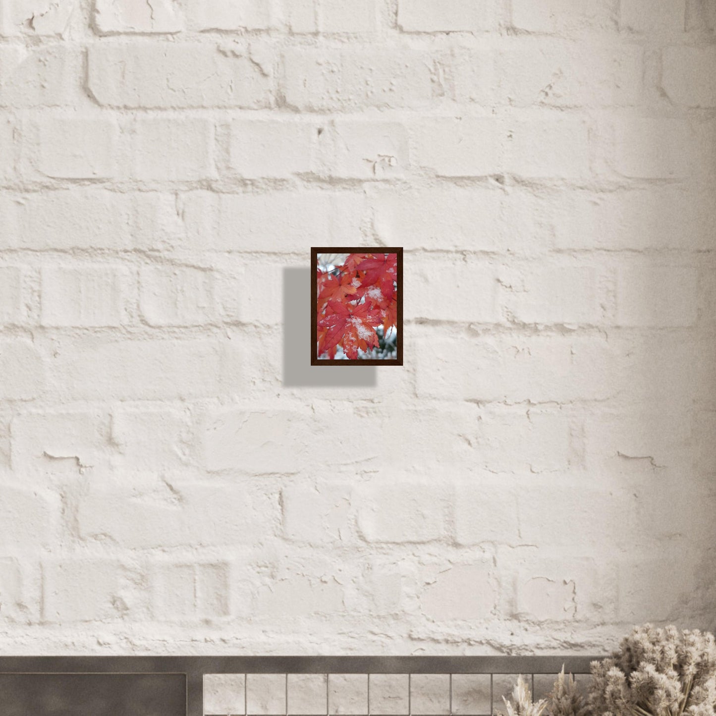 Snow-Kissed Maple Leaves - Framed Poster - JDivine