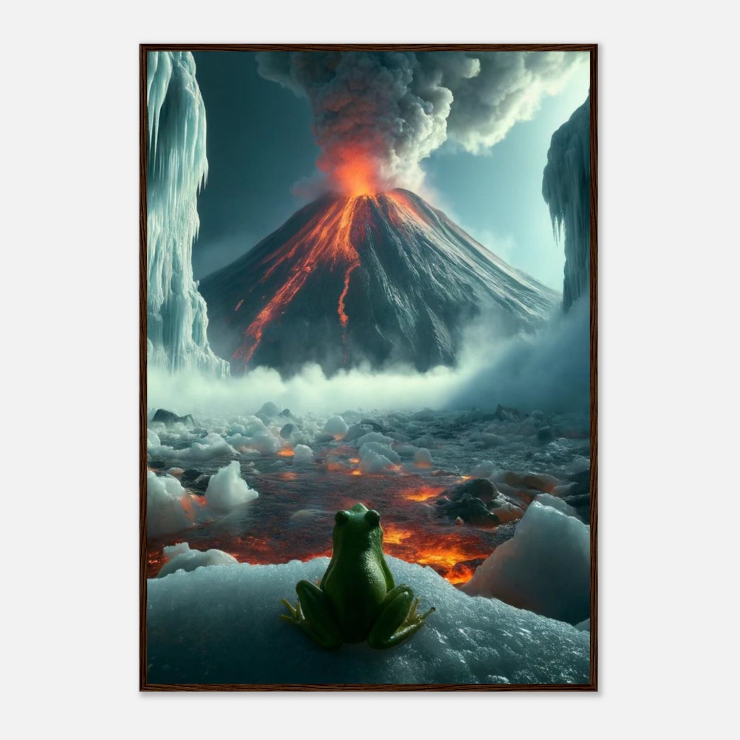 Arctic Contrast: A Tale of Fire and Ice - Framed Poster - JDivine