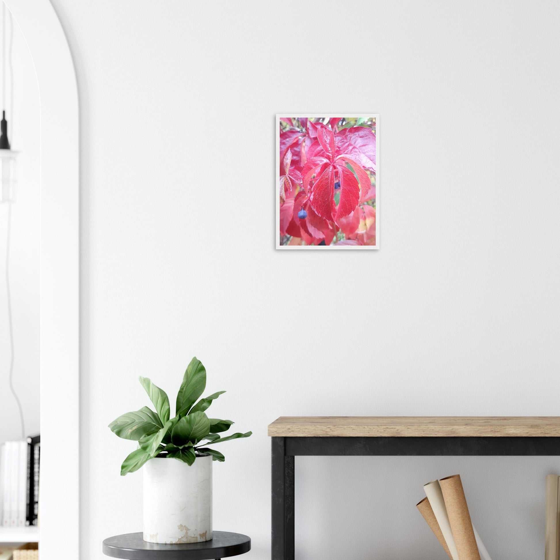 The Essence of Fall: Crimson and Blue - Framed Poster - JDivine 