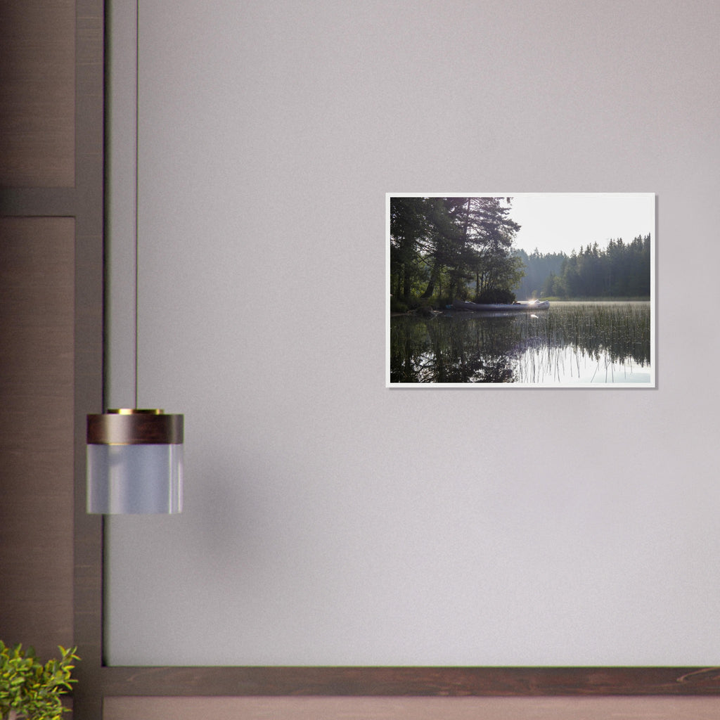 Morning Mist Canoe - Framed Poster - JDivine 