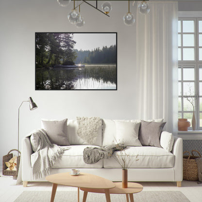 Morning Mist Canoe - Framed Poster - JDivine 