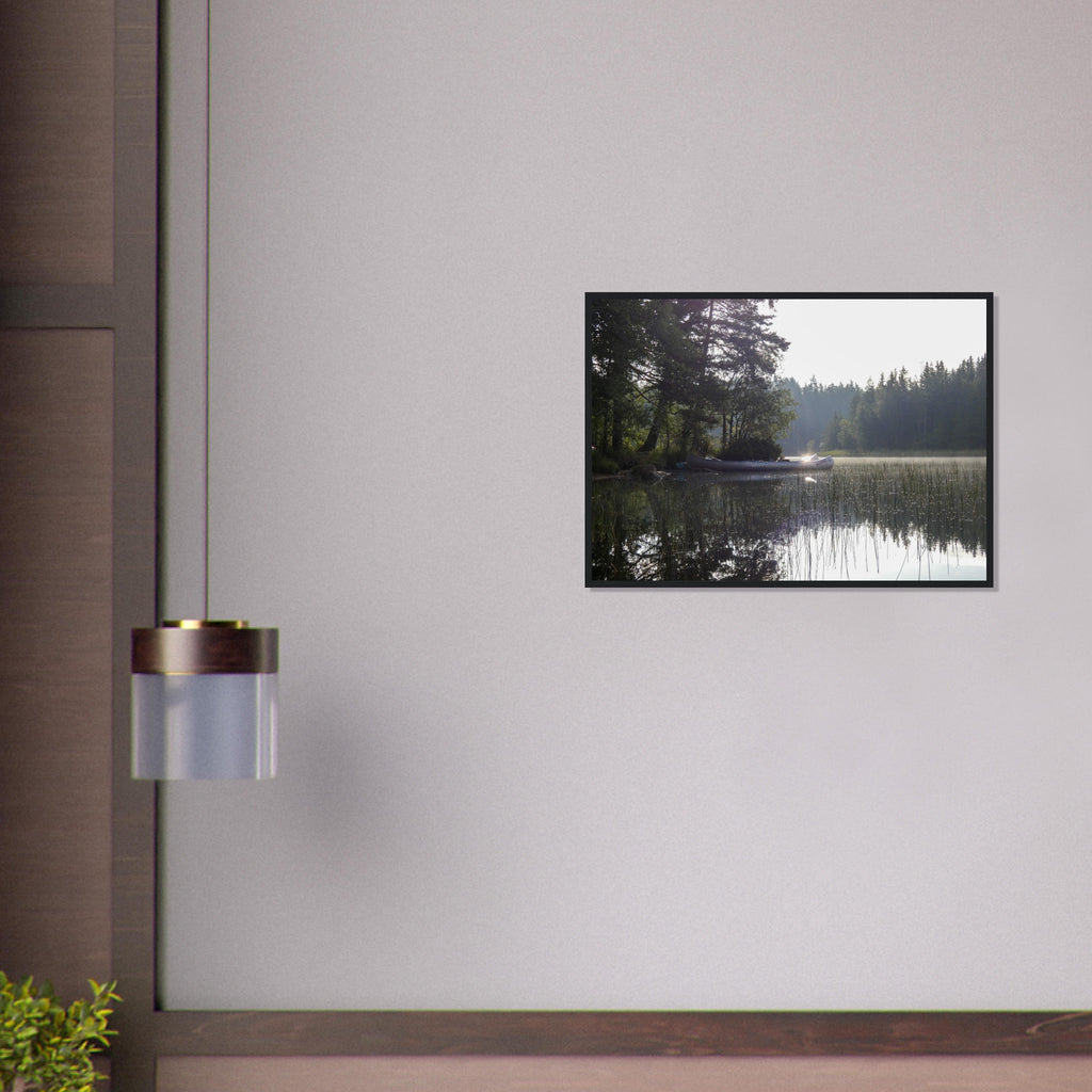 Morning Mist Canoe - Framed Poster - JDivine 
