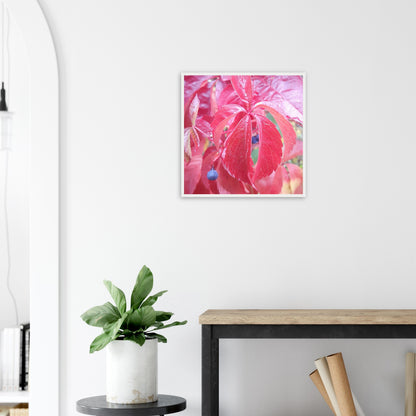 The Essence of Fall: Crimson and Blue - Framed Poster - JDivine 