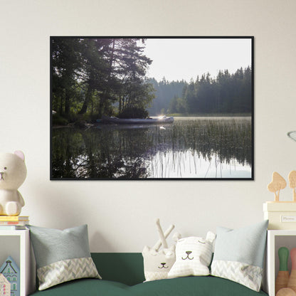 Morning Mist Canoe - Framed Poster - JDivine 
