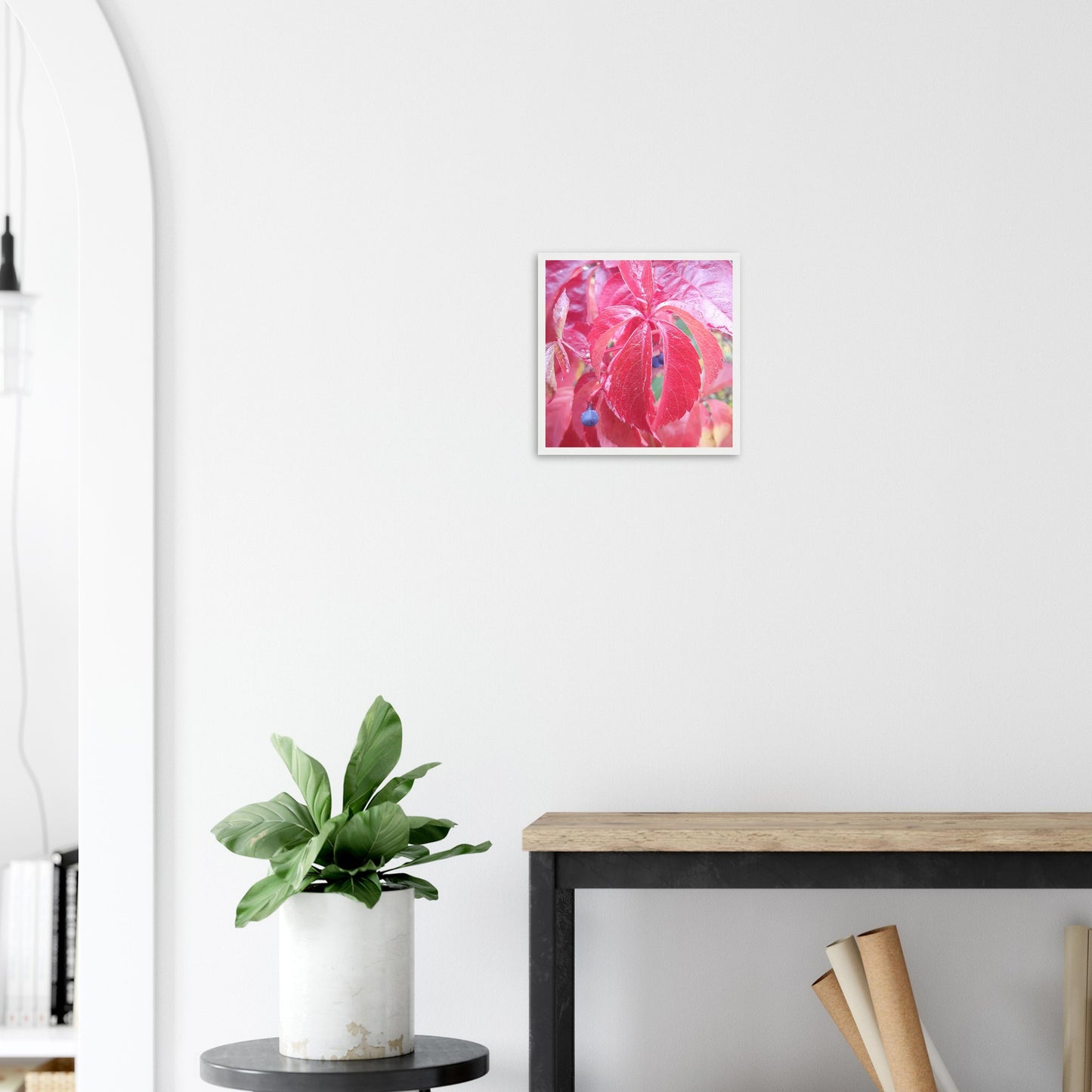 The Essence of Fall: Crimson and Blue - Framed Poster - JDivine 