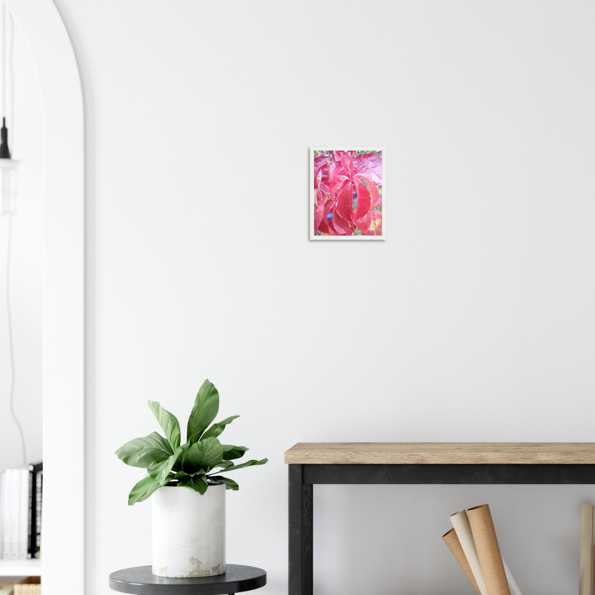 The Essence of Fall: Crimson and Blue - Framed Poster - JDivine 