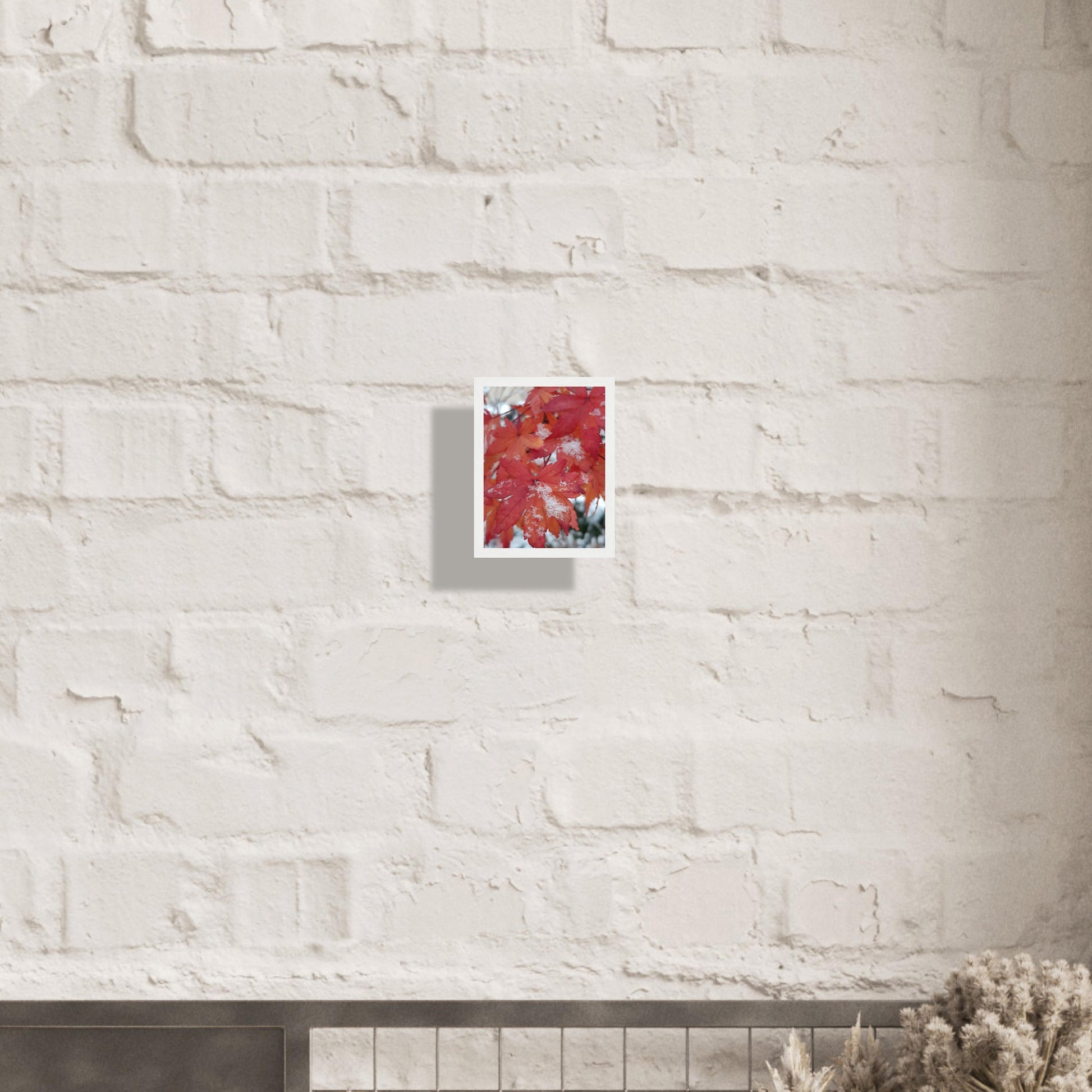 Snow-Kissed Maple Leaves - Framed Poster - JDivine 