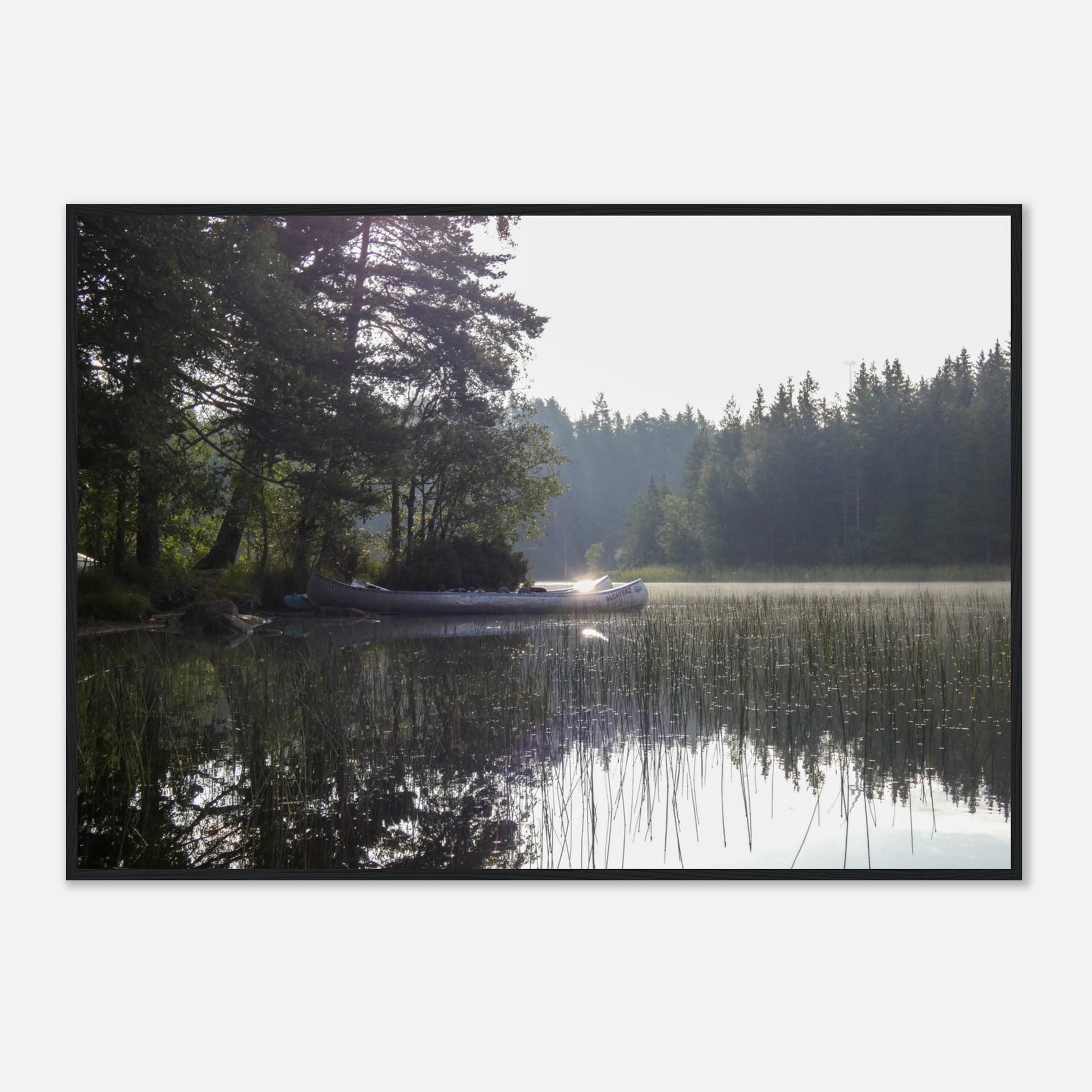 Morning Mist Canoe - Framed Poster - JDivine 