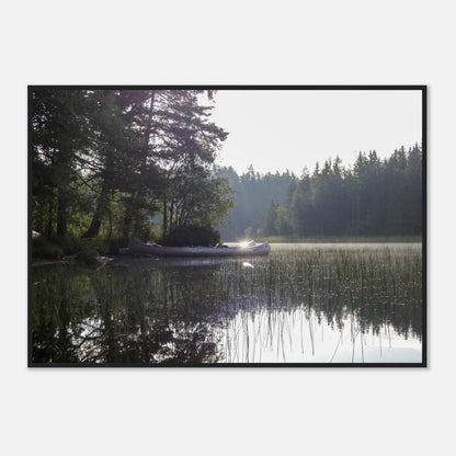 Morning Mist Canoe - Framed Poster - JDivine 