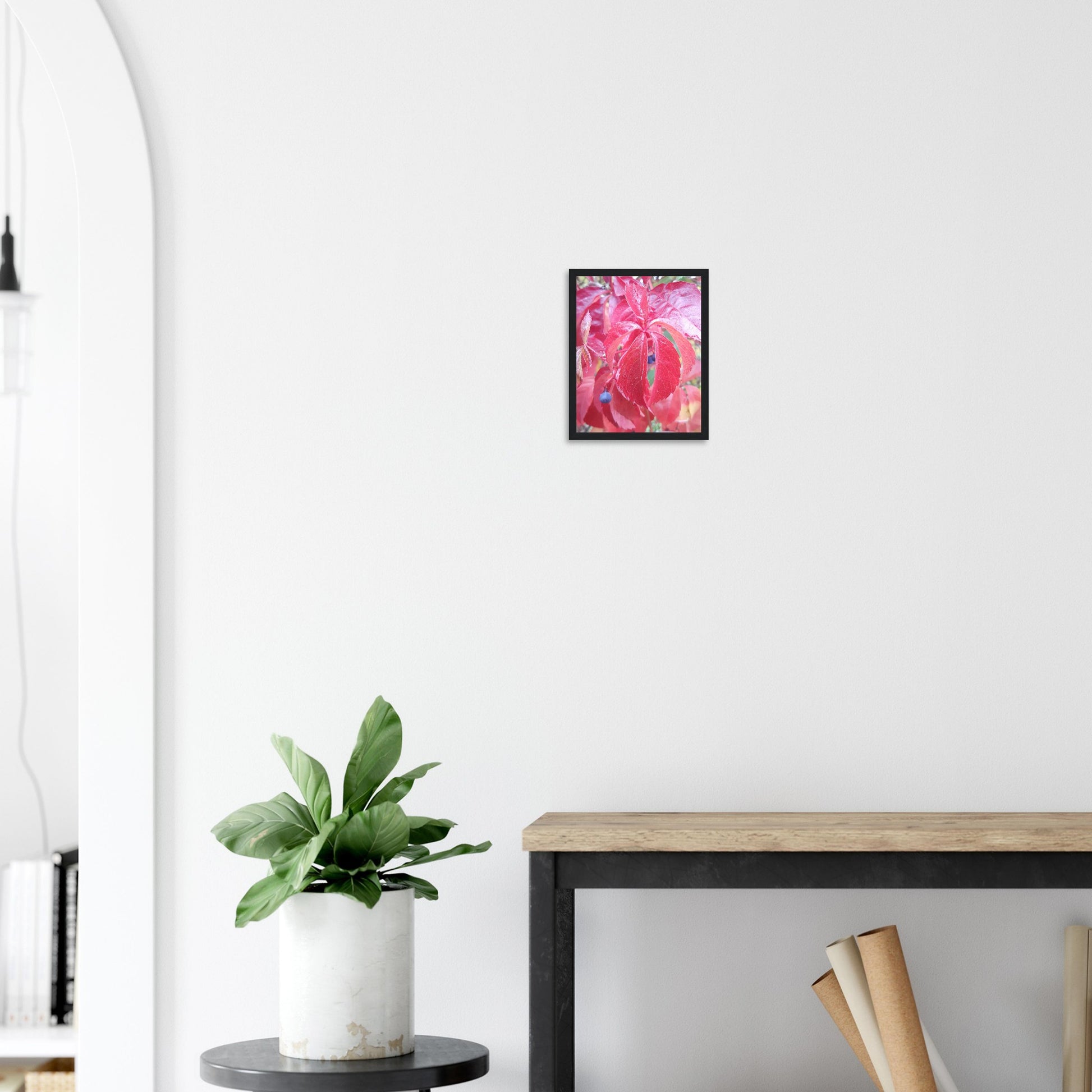 The Essence of Fall: Crimson and Blue - Framed Poster - JDivine 