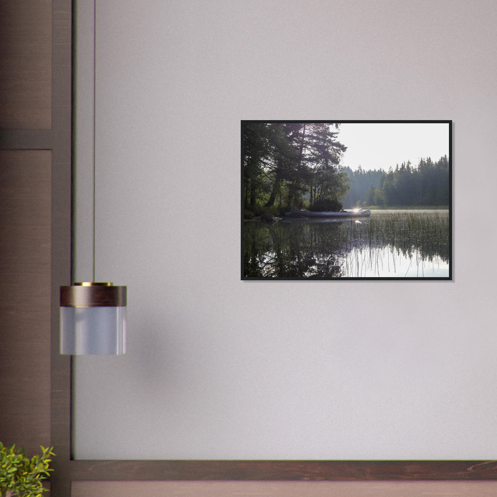 Morning Mist Canoe - Framed Poster - JDivine 
