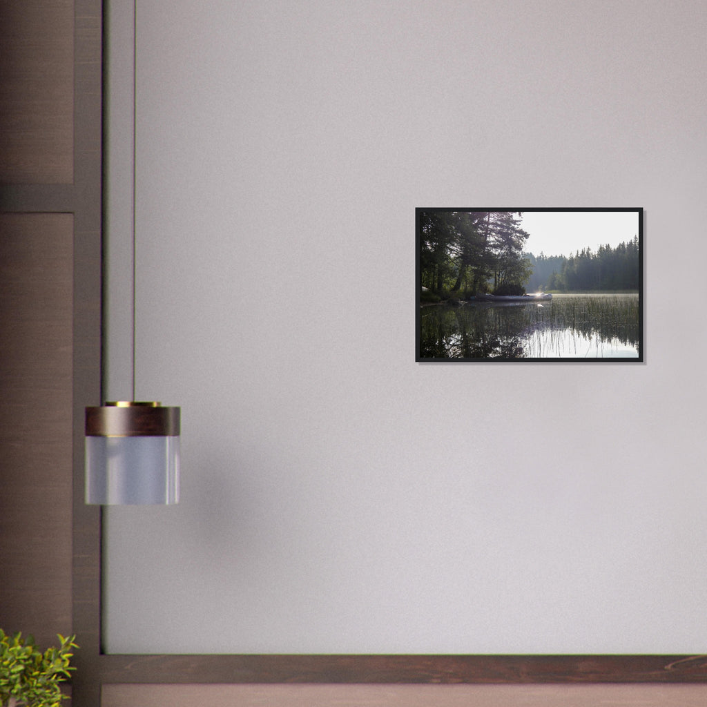 Morning Mist Canoe - Framed Poster - JDivine 