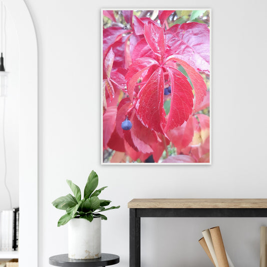 The Essence of Fall: Crimson and Blue - Framed Poster - JDivine 