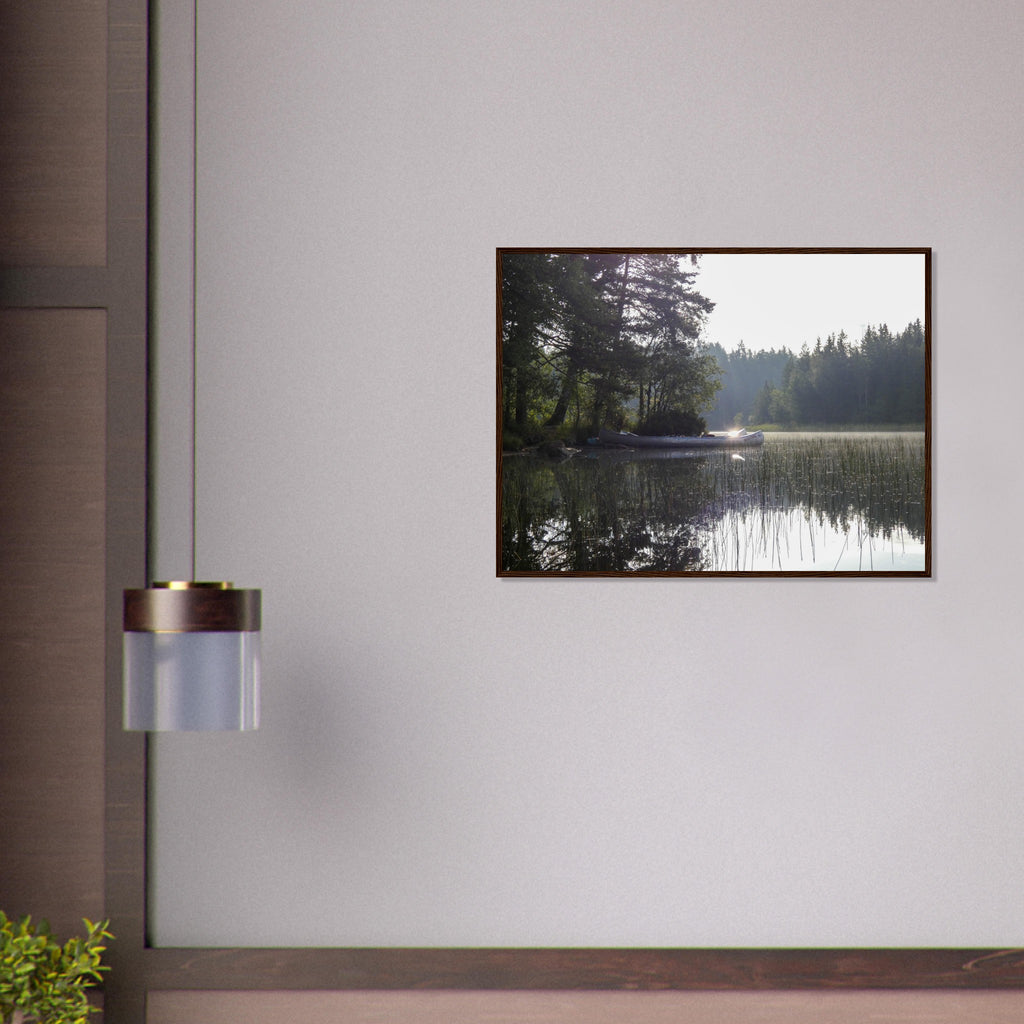 Morning Mist Canoe - Framed Poster - JDivine 