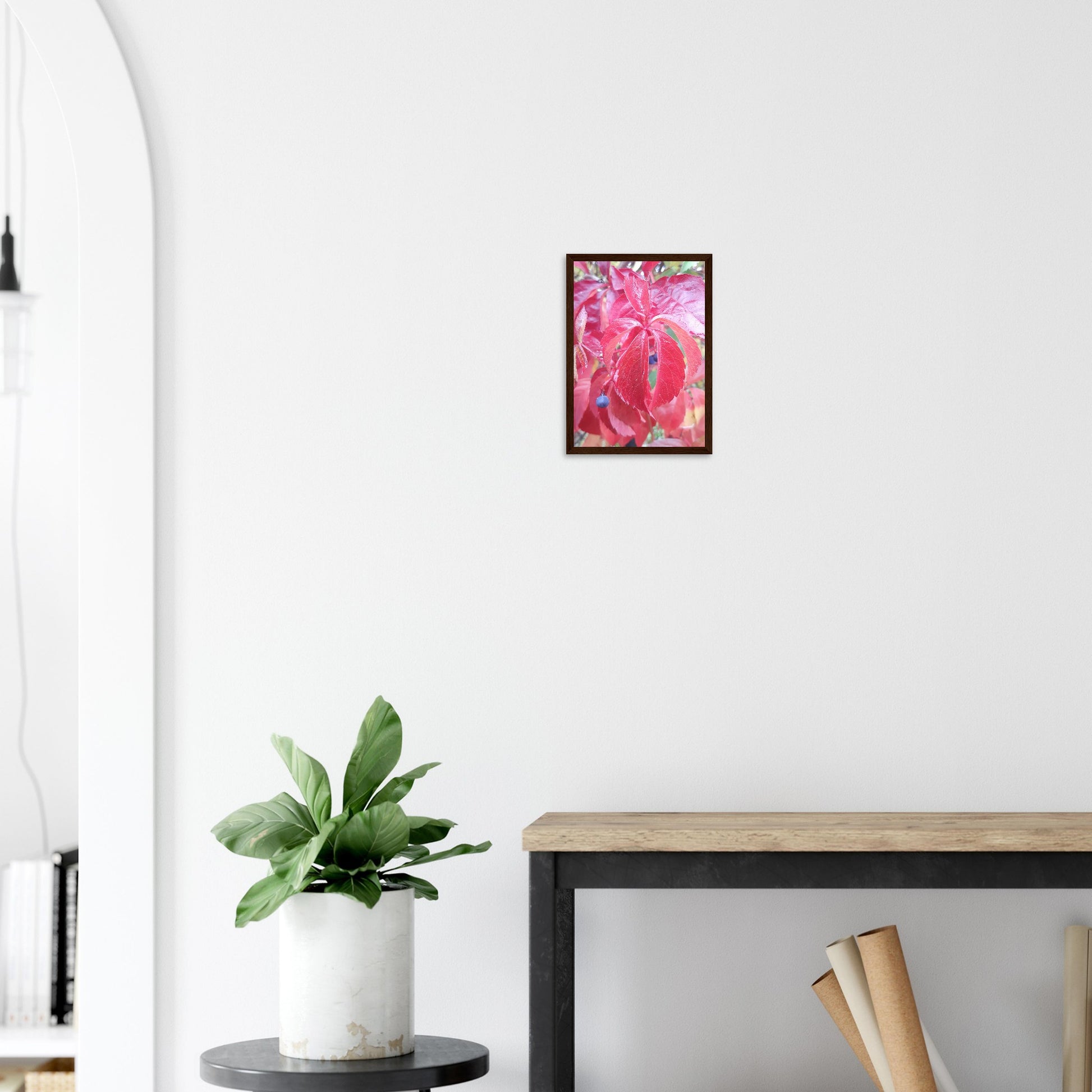 The Essence of Fall: Crimson and Blue - Framed Poster - JDivine 