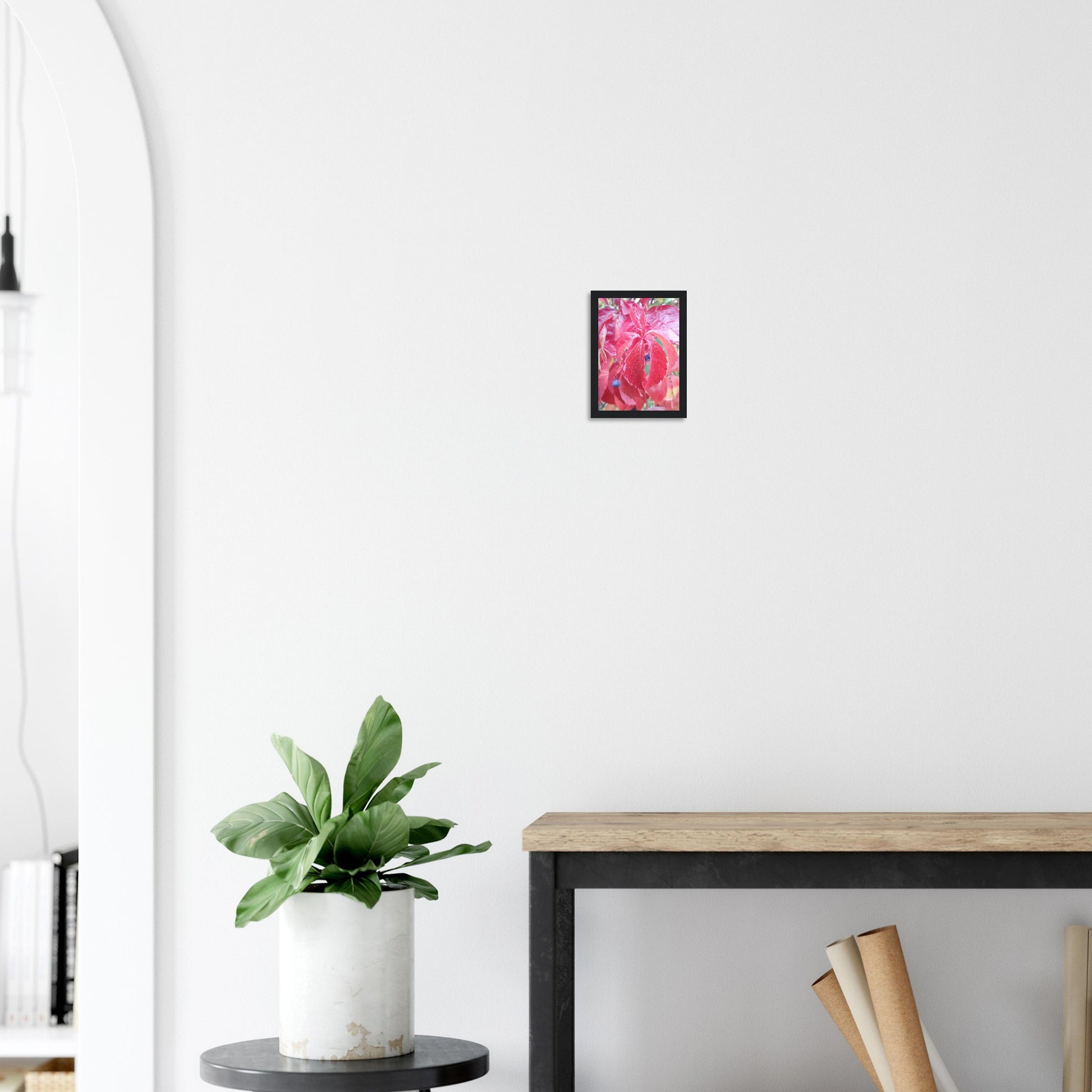 The Essence of Fall: Crimson and Blue - Framed Poster - JDivine 