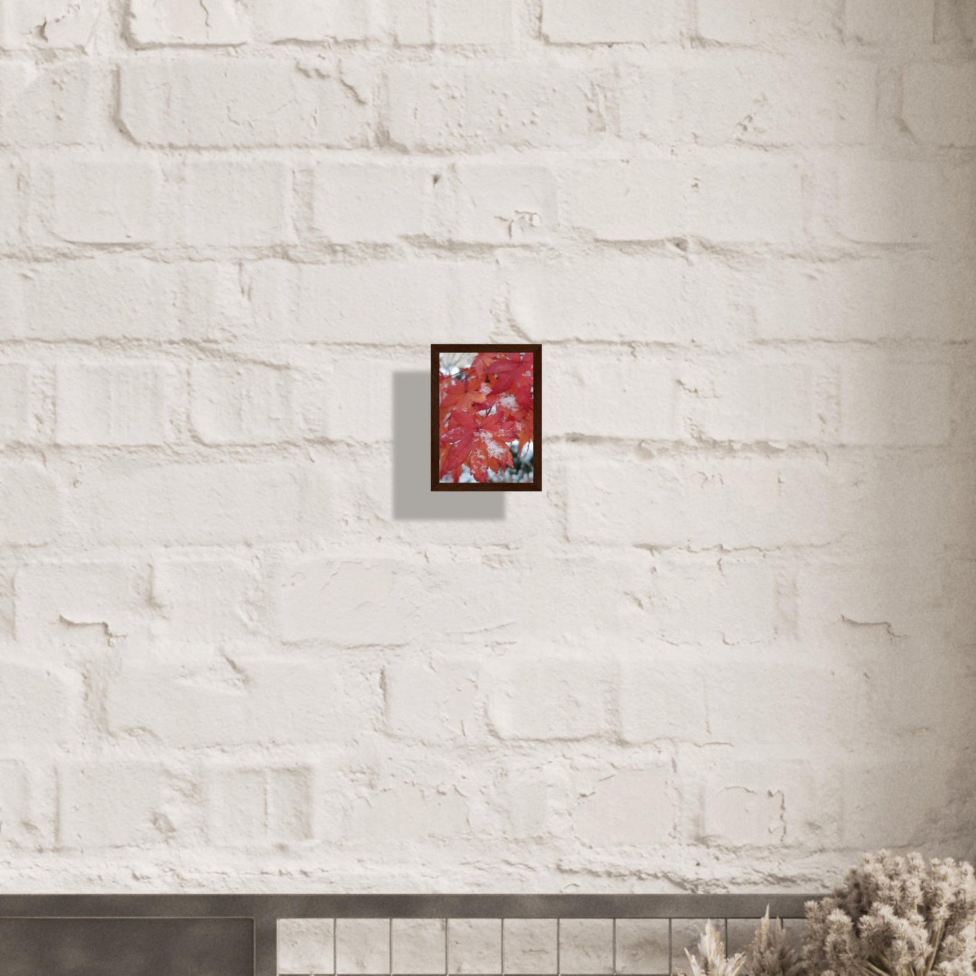 Snow-Kissed Maple Leaves - Framed Poster - JDivine 
