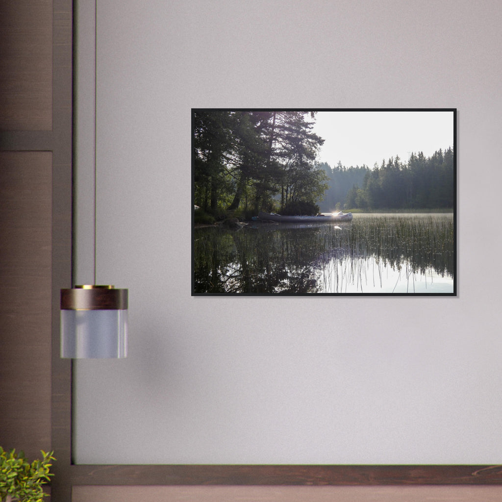 Morning Mist Canoe - Framed Poster - JDivine 