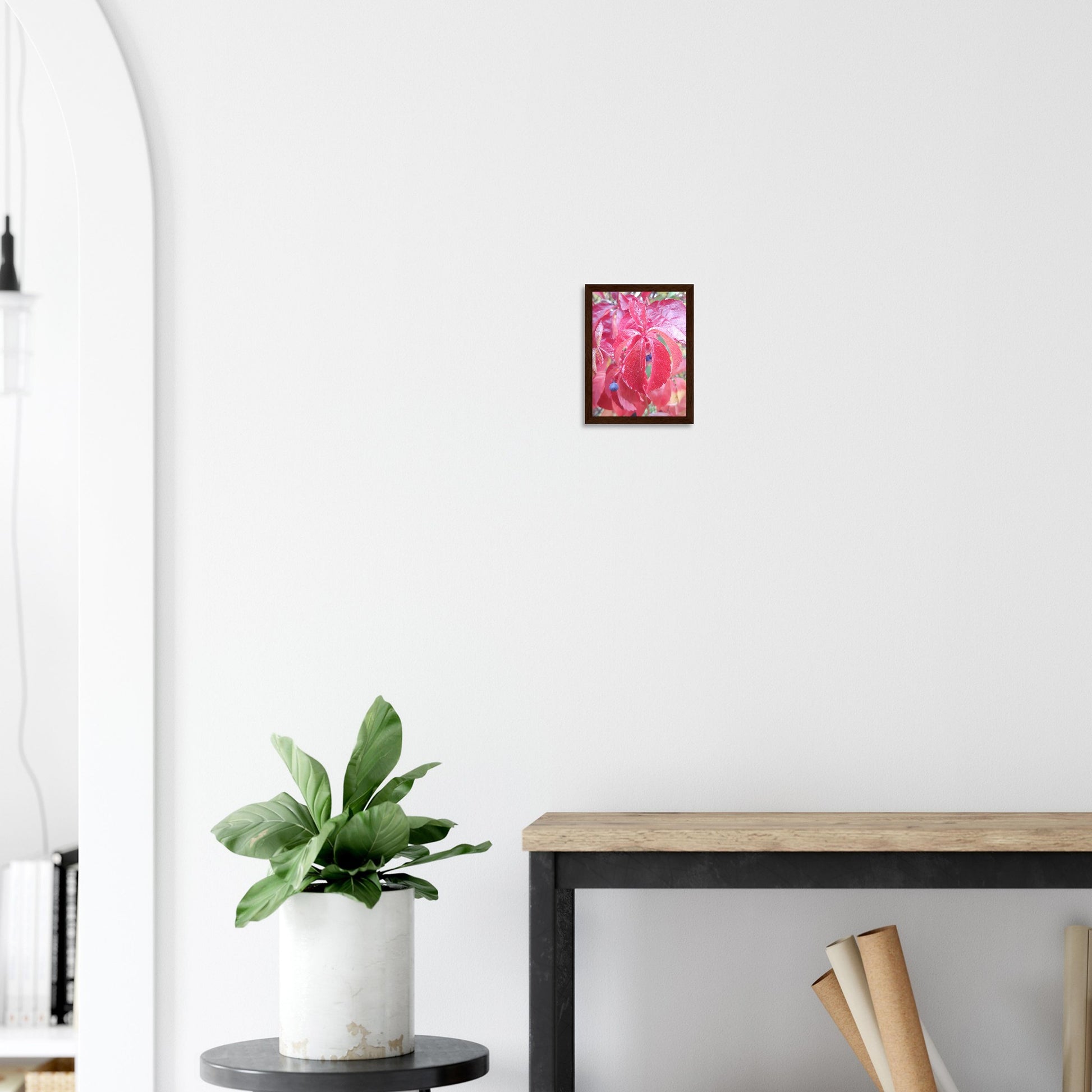 The Essence of Fall: Crimson and Blue - Framed Poster - JDivine 